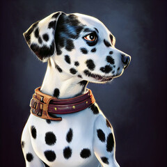 Adorable tiny Dalmatian puppy as cartoon adventurer