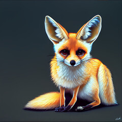 Obraz premium Fennec Fox Oil Painting Cute