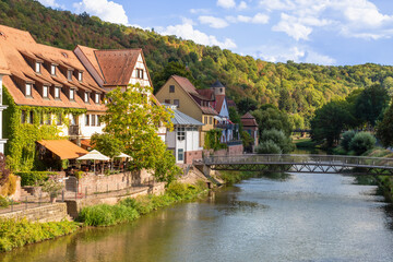 Fototapeta na wymiar Small picturesque medieval town of Wertheim along the river Tauber in Baden-Württemberg, Germany.