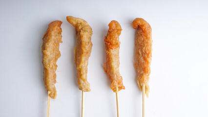 Indonesia traditional snack. Sempol ayam is Indonesian street food made from chicken cassava flour, some seasonings, and egg. Sempol Ayam is one of  Indonesian Popular Street Food