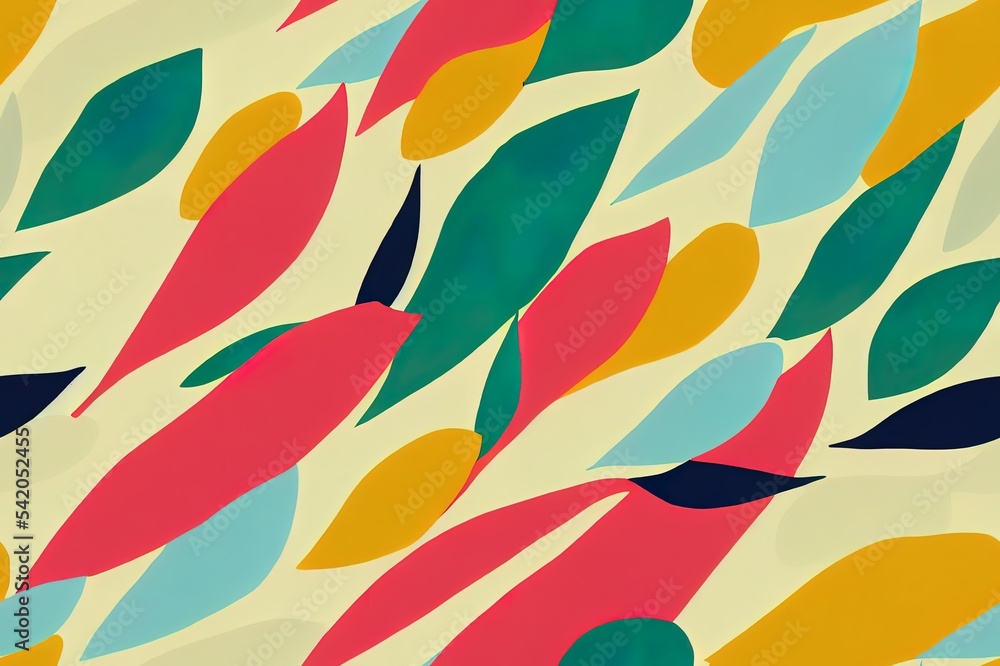 Poster tropical pattern with multicolored hand drawn elements and funny background. leaves pattern