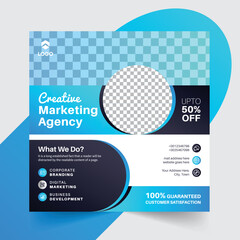 Digital marketing Agency social media post web banner with blue shape