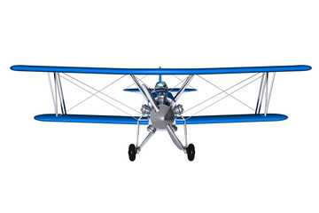 Blue Biplane Front 3D - obrazy, fototapety, plakaty