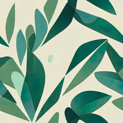 Abstract geometric, natural shapes in minimal nordic style. Modern seamless pattern with tropical leaves, geo elements for minimalist art print, textile, boho wallpaper decor. 2d illustrated