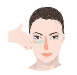 Cosmetic illustrations. Beautician face. Dermatologist. Face masks. Skin care. Women's care. mint color