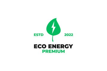 Flat eco energy logo design vector illustration