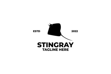 Fototapeta premium Flat stingray simple silhouette logo design vector illustration