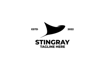 Flat stingray simple silhouette logo design vector illustration