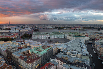 Panorama of St. Petersburg from a drone. Fall 2022