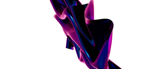 3D render abstract background. Colorful twisted shapes in motion. Computer generated digital art for poster, flyer, banner