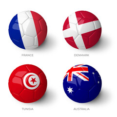 Balls with flags on white background
