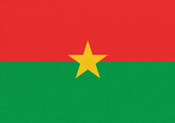 Burkina Faso flag on fabric surface. Burkina Faso national flag on texture