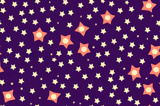 2d illustrated seamless childish pattern with fairy, stars, moon and other elements. Fairy with a magic wand 2d illustrated illustration. Seamless pattern with cartoon fairy for kids, girl.