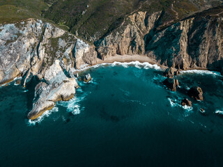 Aerial view of a beach in portugal