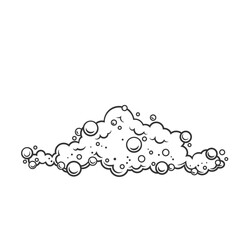 Soap foam outline icon vector illustration. Line hand drawn bubbles texture of laundry detergent or soapy suds for cleaning dirty surface, froth balls of cleansing liquid to clean or wash clothes