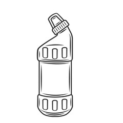 Detergent bottle outline icon vector illustration. Line hand drawn plastic container with lid and cleansing liquid product, chemical bleach cleaner in packaging to clean kitchen, bathroom or toilet