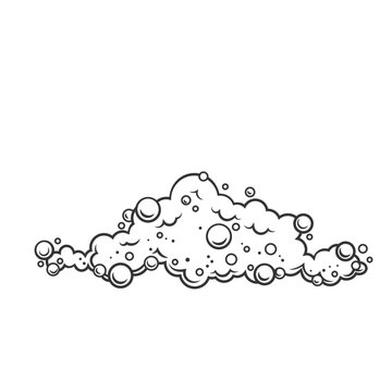 Soap foam outline icon vector illustration. Line hand drawn bubbles texture of laundry detergent or soapy suds for cleaning dirty surface, froth balls of cleansing liquid to clean or wash clothes