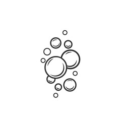 Soap bubbles outline icon vector illustration. Line hand drawn cleaning suds of detergent and soapy foam to clean or wash, fizzy air balls in clear water or liquid, underwater bubbles of oxygen - obrazy, fototapety, plakaty