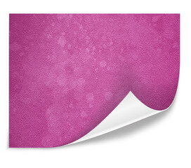 Pusta pogięta różowa karteczka z zagiętym rogiem. Różowe akwarelowe papierowe tło. - obrazy, fototapety, plakaty