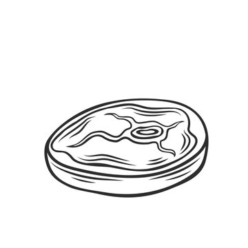 recommend clip art: Round meat steak with bone outline icon vector illustration. Line hand drawn raw beef or pork chop to grill and roast on dinner, meat food ingredient for cooking in home, cafe or restaurant kitchen