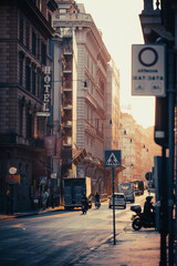 sunrise on streets of rome