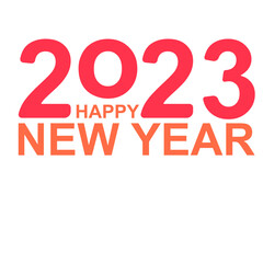 Happy New Year 2023 text design. New year idea concept. Brochure design template, card, banner.
