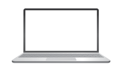 realistic laptop mockup with blank screen, front view