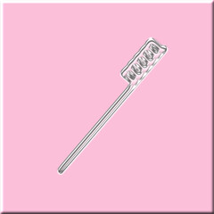 Illustration of a toothbrush on a pink background.Vector image.
