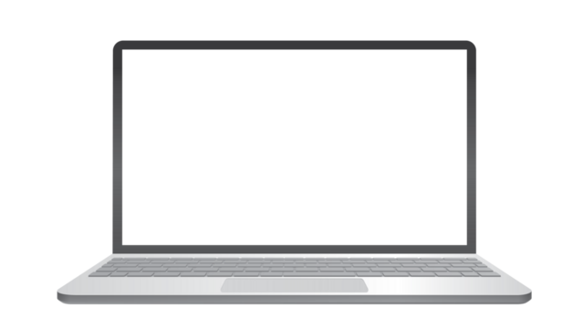 realistic laptop mockup with blank screen, front view