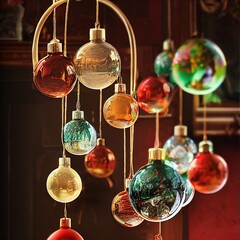 Hanging Colourful Glass Christmas Baubles