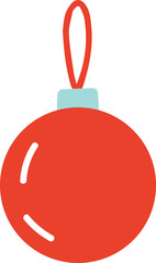 Red Christmas ball flat style vector illustration