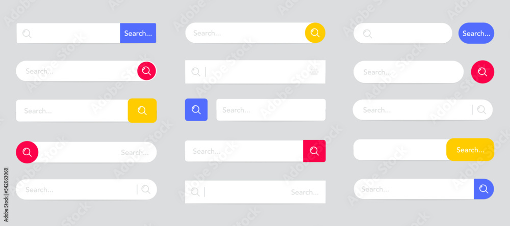 Leinwandbilder Search bar for UI UX design, app and web site. Www search boxes template. Searching panel. Search Address and navigation bar. Collection of search engine form browser templates for websites
