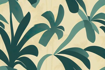 Tropical pattern with sketchy vintage palm trees. Hand drawn 2d illustrated illustration.