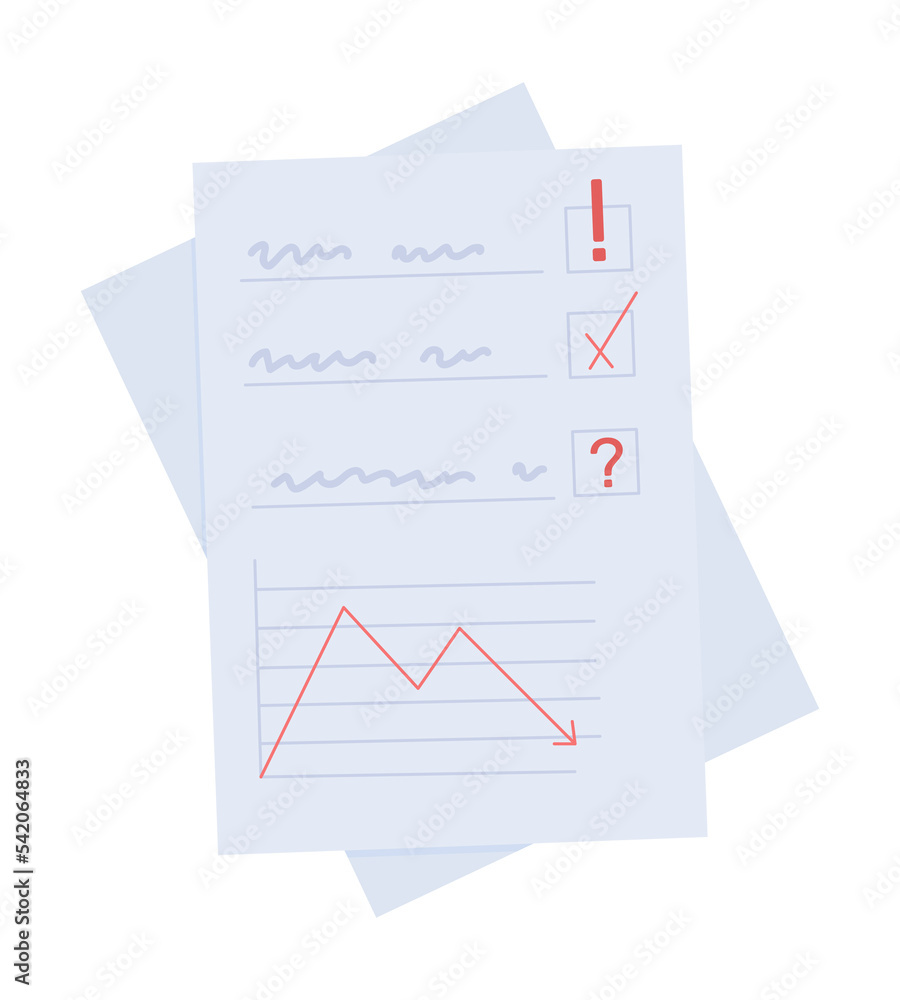 Poster business failure reports semi flat color vector object. editable element. full sized item on white. 