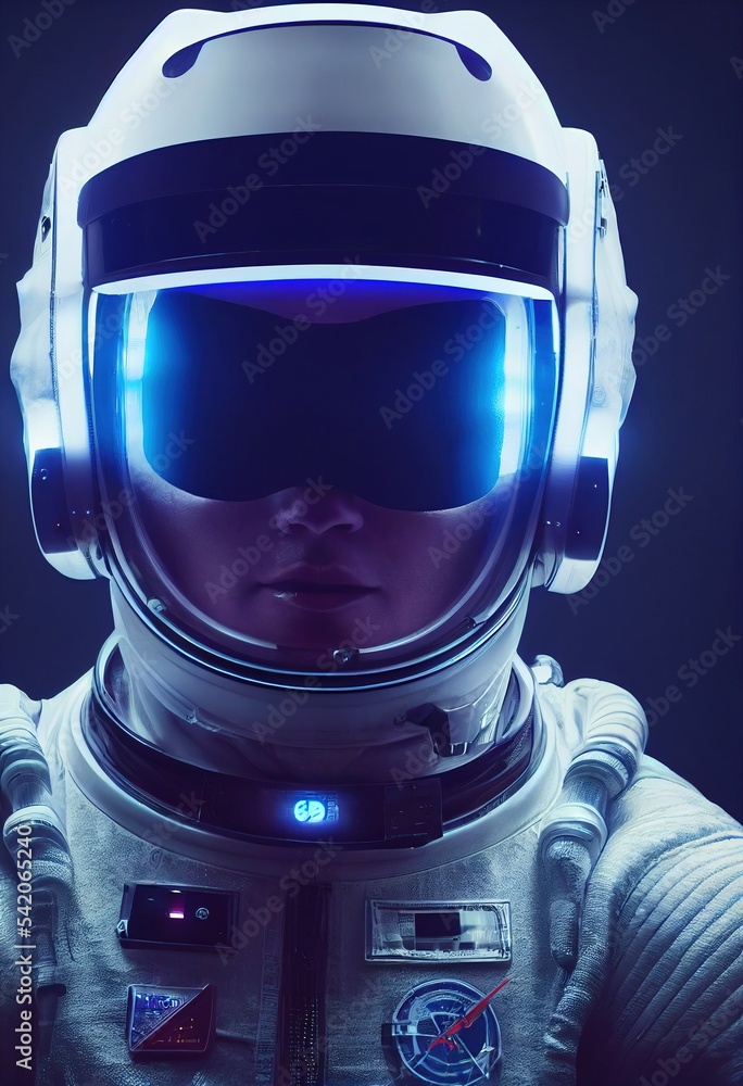 Wall mural a fictional person, not based on a real person. portrait of an fictional astronaut in a spacesuit. h
