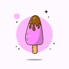 Ice Cream Cartoon Vector Icon Illustration. Sweet Food Icon Concept Isolated Premium Vector.
