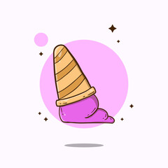 Ice Cream Cartoon Vector Icon Illustration. Sweet Food Icon Concept Isolated Premium Vector.