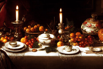 festive dinner table setting for Thanksgiving