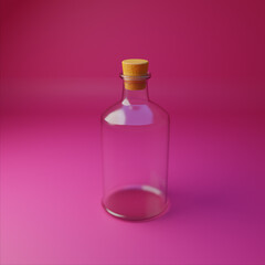 glass bottle on pink background