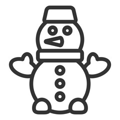Obraz premium Snowman in a hat and scarf - icon, illustration on white background, outline style