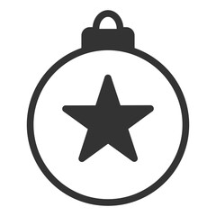 New Year's toy - a ball with a star - icon, illustration on white background, glyph style