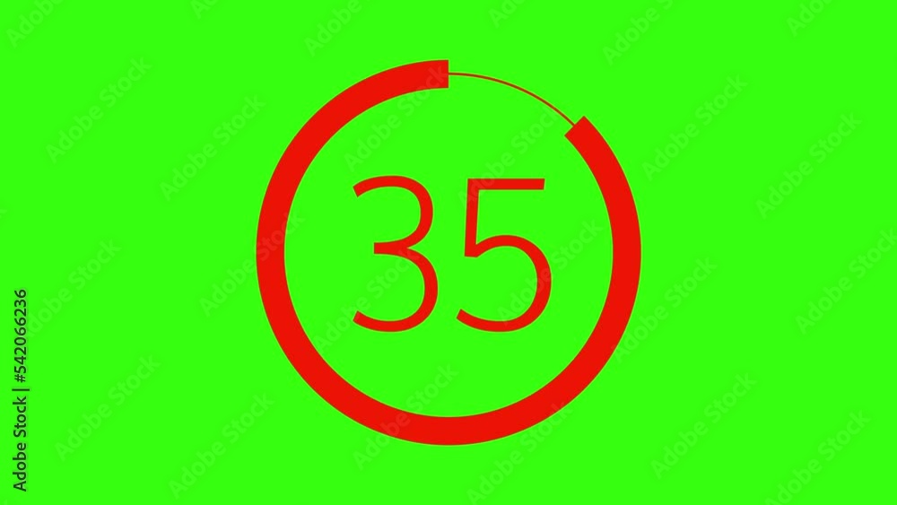 Poster simple 40 seconds countdown timer with animated red indicator. circle shaped smooth animation. red c
