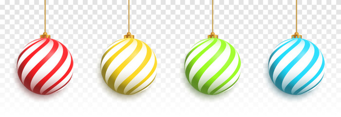 Vector set of toys for the Christmas tree png. Ball on the christmas tree png, multicolored balls. Christmas decoration.