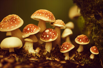 Borwon mushroom with white dots