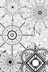 Mandala pattern. Coloring book page. Black and white background. Vector detailed ornament.