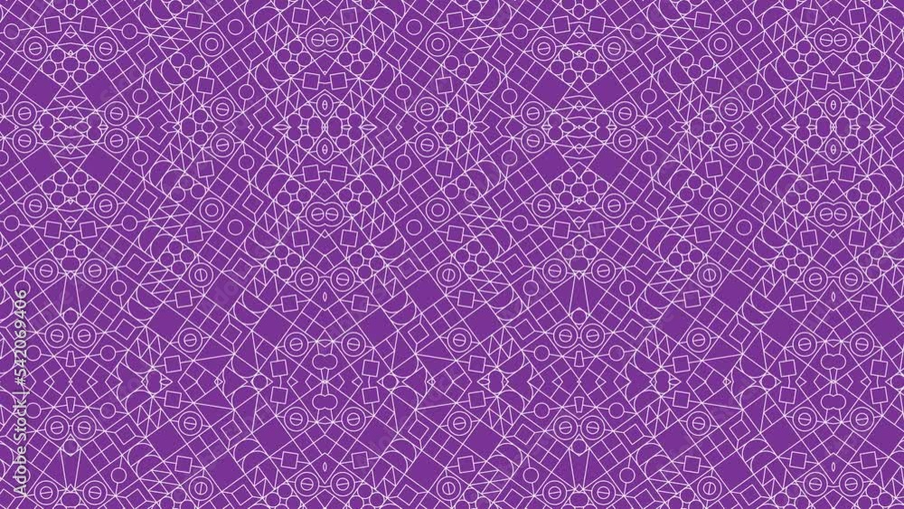 Aufkleber thin line geometric shapes in retro pattern on a violet background. simple motion graphic seamless l
