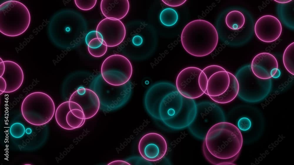 Aufkleber shiny neon circles in abstract pattern on a black background. dynamic multicolor rings with bright n