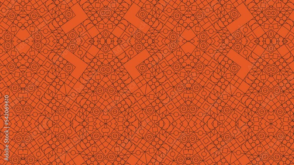 Aufkleber orange background with thin line geometric shapes in retro pattern. simple motion graphic seamless l