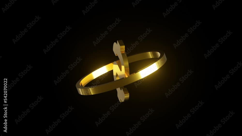Aufkleber 3d render golden symbol of us currency dollar on a dark background. dynamic business motion graphic 