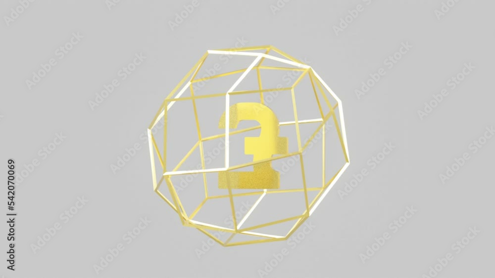 Aufkleber 3d render british currency pound symbol in golden spherical cage on a white background. seamless loo